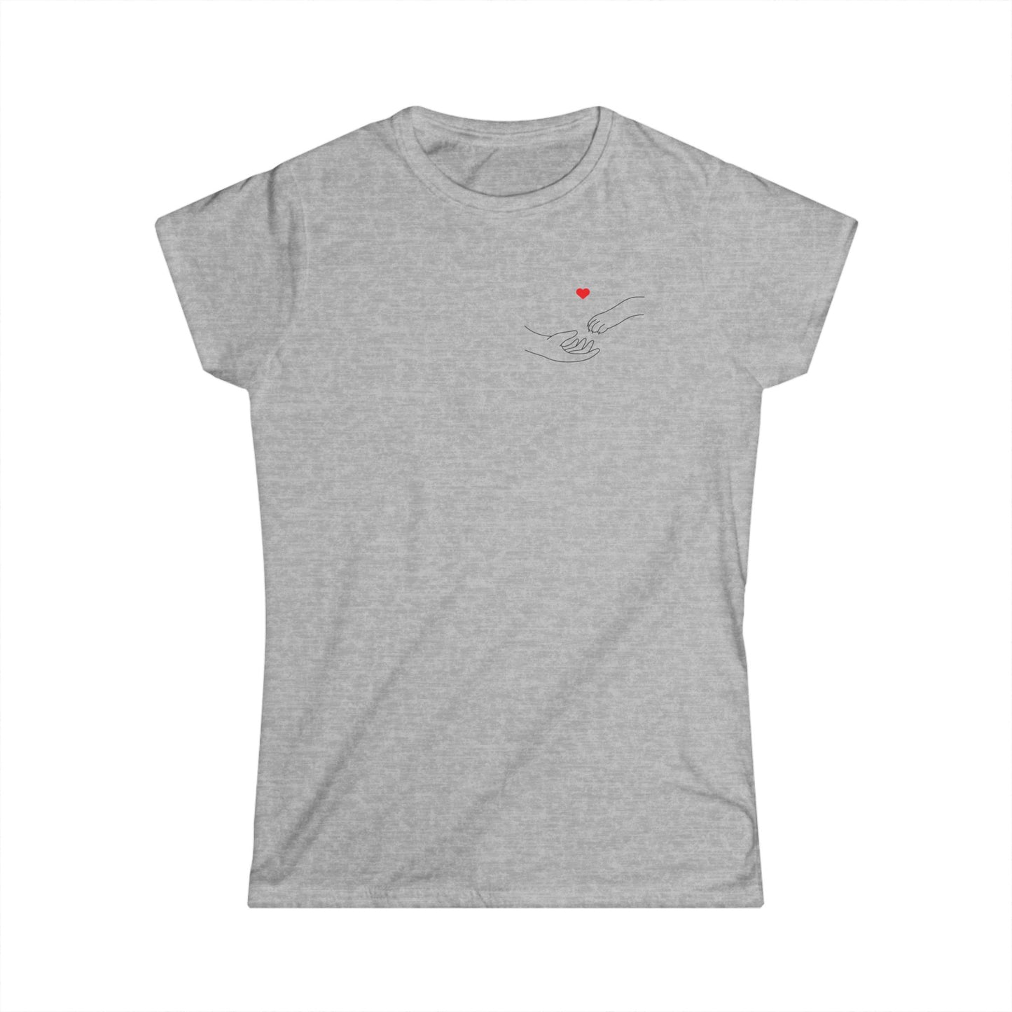 Dog Paw & Hand Heart Women's Softstyle Tshirt