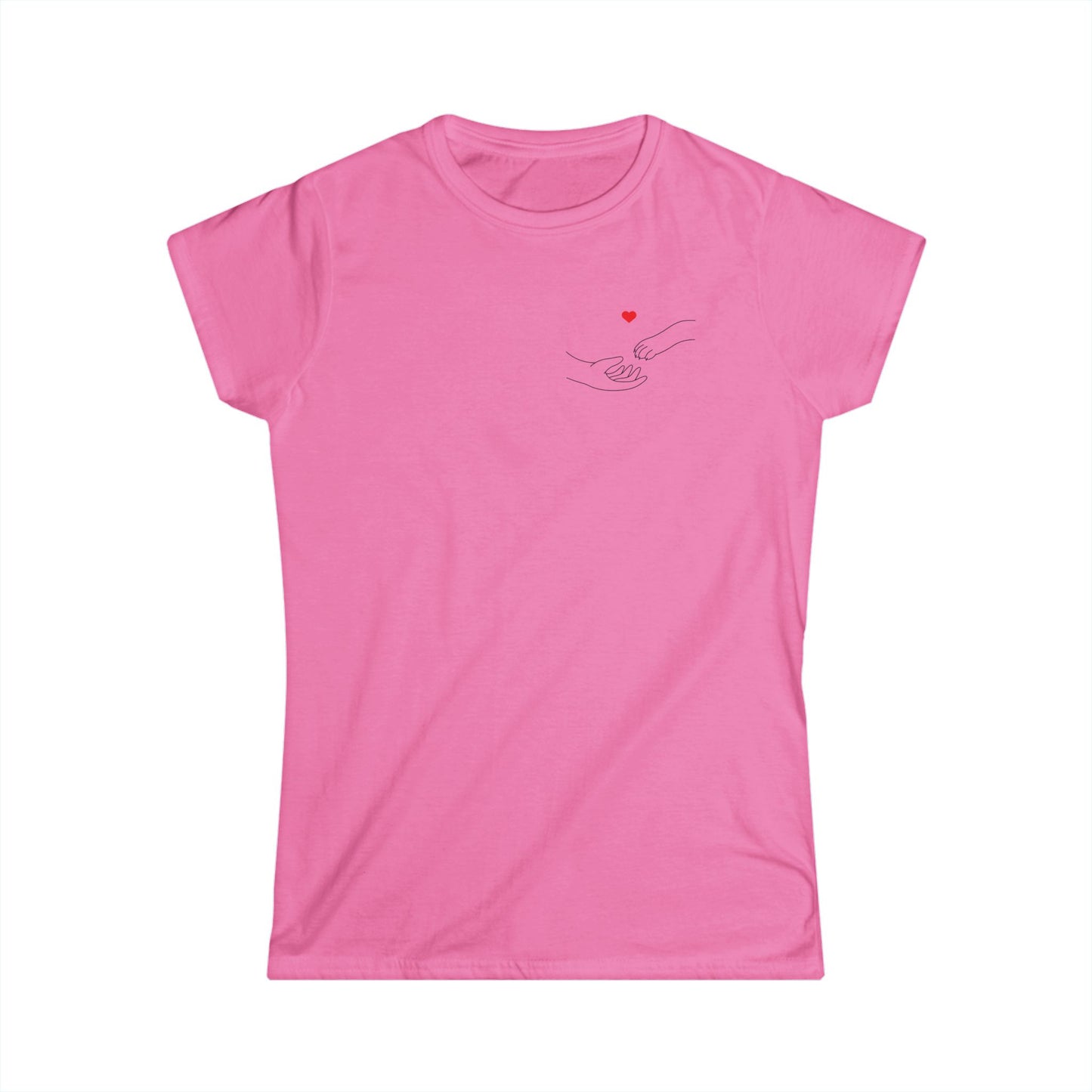 Dog Paw & Hand Heart Women's Softstyle Tshirt