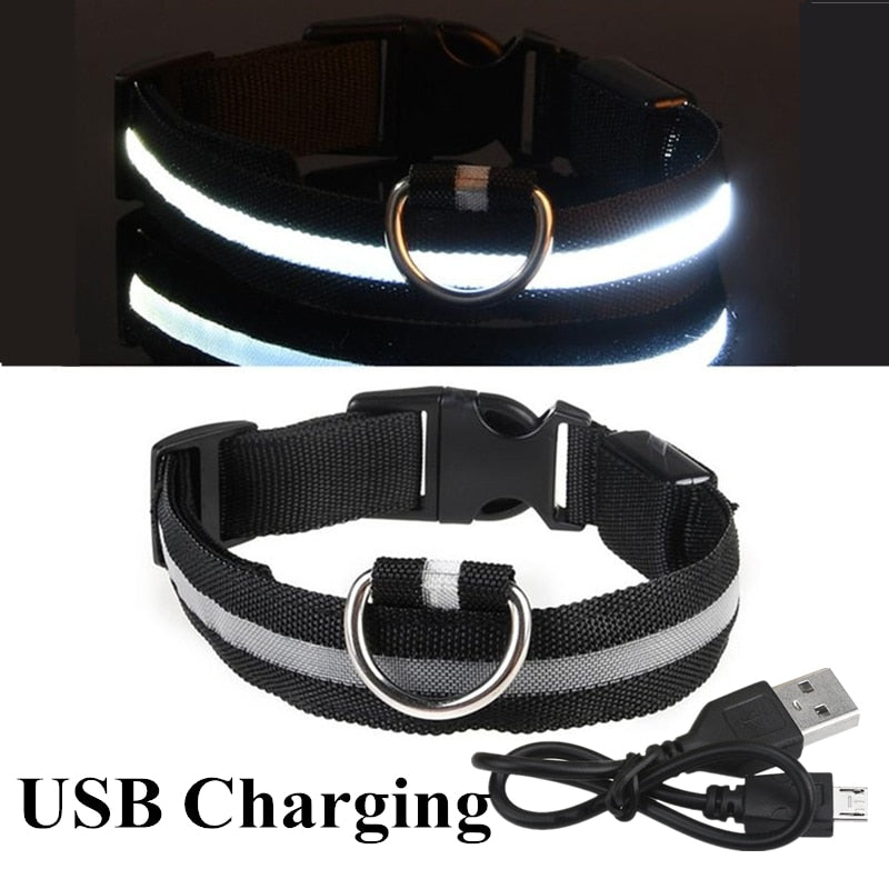 Adjustable LED Glowing Pet Collar: Keep Your Dog or Cat Safe and Visible at Night