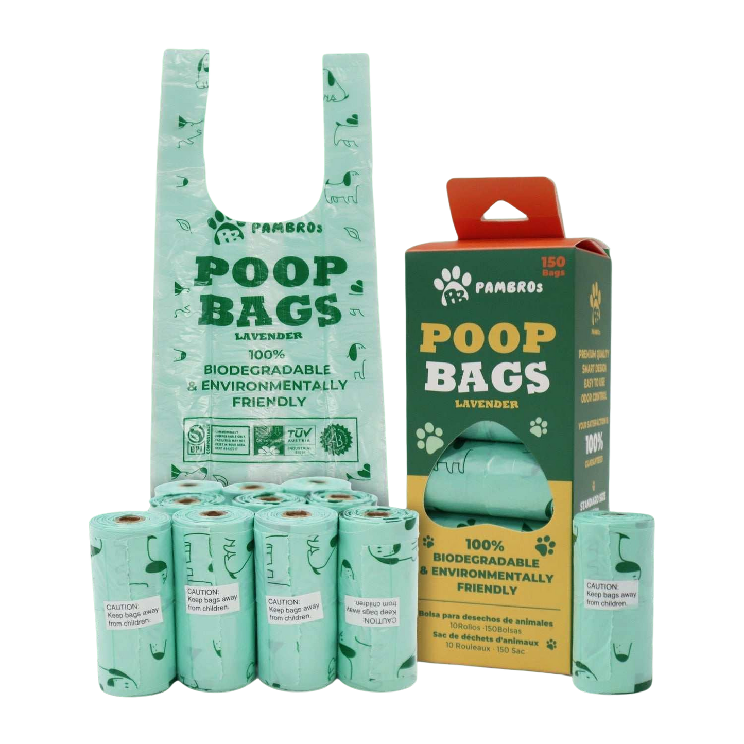 Scented Dog Poop Bags - Biodegradable Lavender Scent  – Leak-Proof & Eco-Friendly (150 Bags)