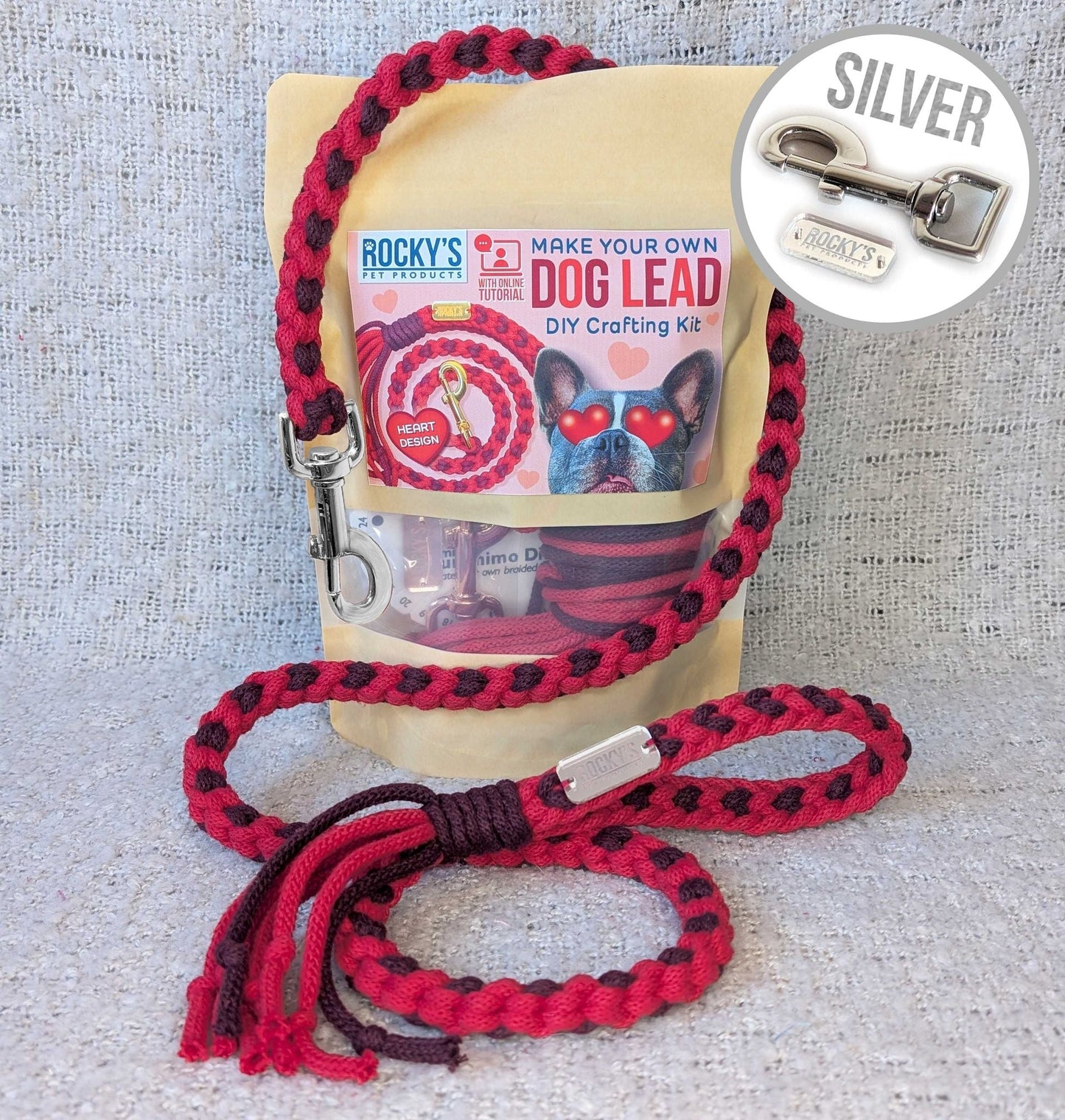 Heart Pattern Red Valentine's Day Make Your Own Dog Lead Craft Kit