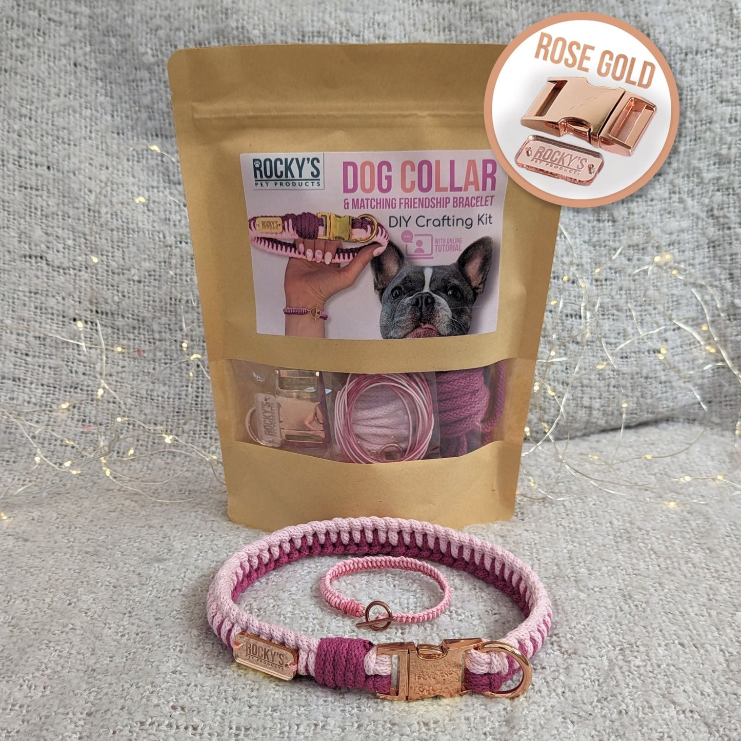 Make Your Own Dog Collar & Friendship Bracelet Craft Kit - PINK