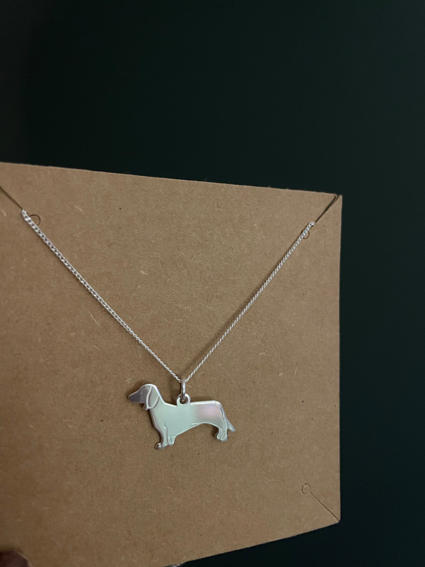 Sterling Silver Dachshund Dog with 16" Chain Necklace