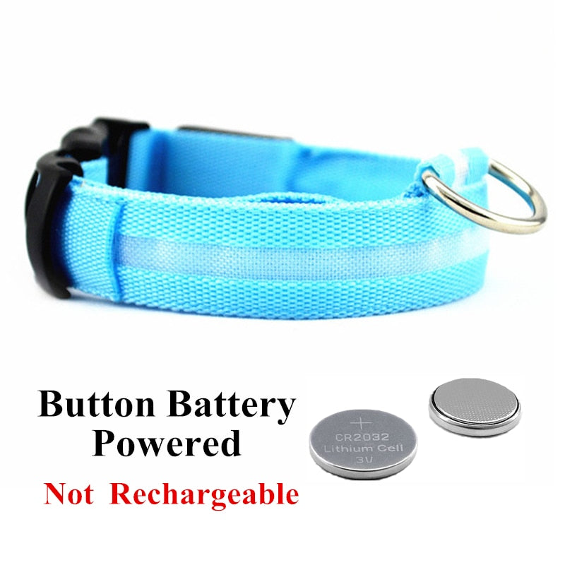 Adjustable LED Glowing Pet Collar: Keep Your Dog or Cat Safe and Visible at Night
