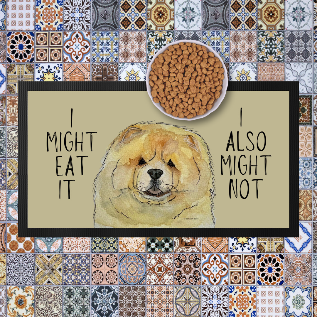 Fawn Chow Chow Pet Bowl Mat – "I Might Eat It, I Also Might Not"