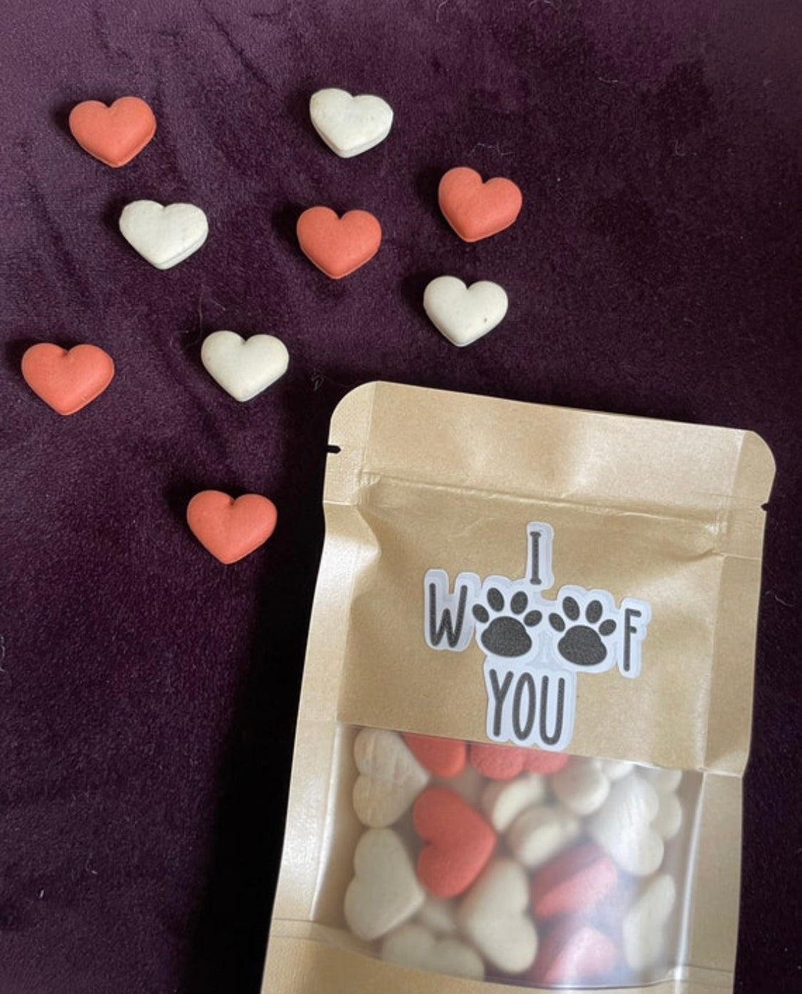 Dog Pick N Mix Treat Pouch - Love Heart Biscuits - 250g