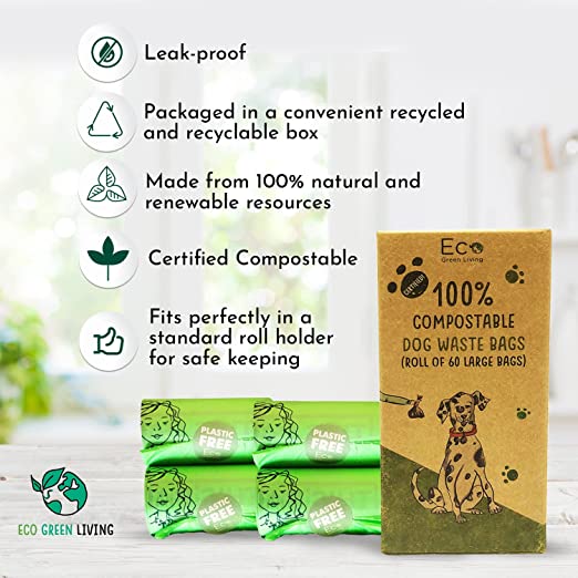 Compostable Dog Poop Bags- 3 Boxes of 60 Bags