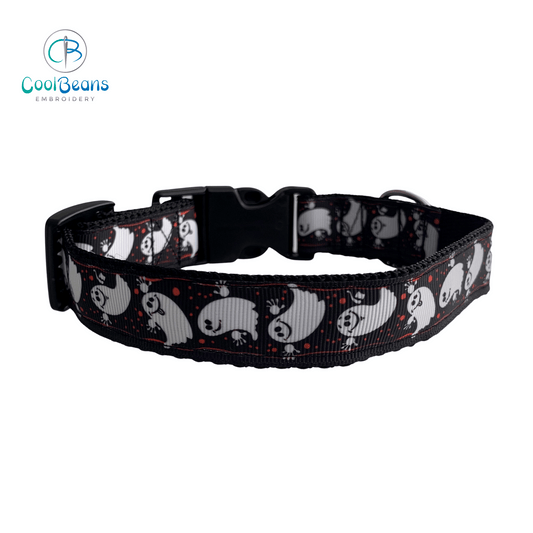 Dog Collar - Halloween Ghost - Handcrafted - Personalised - 25mm