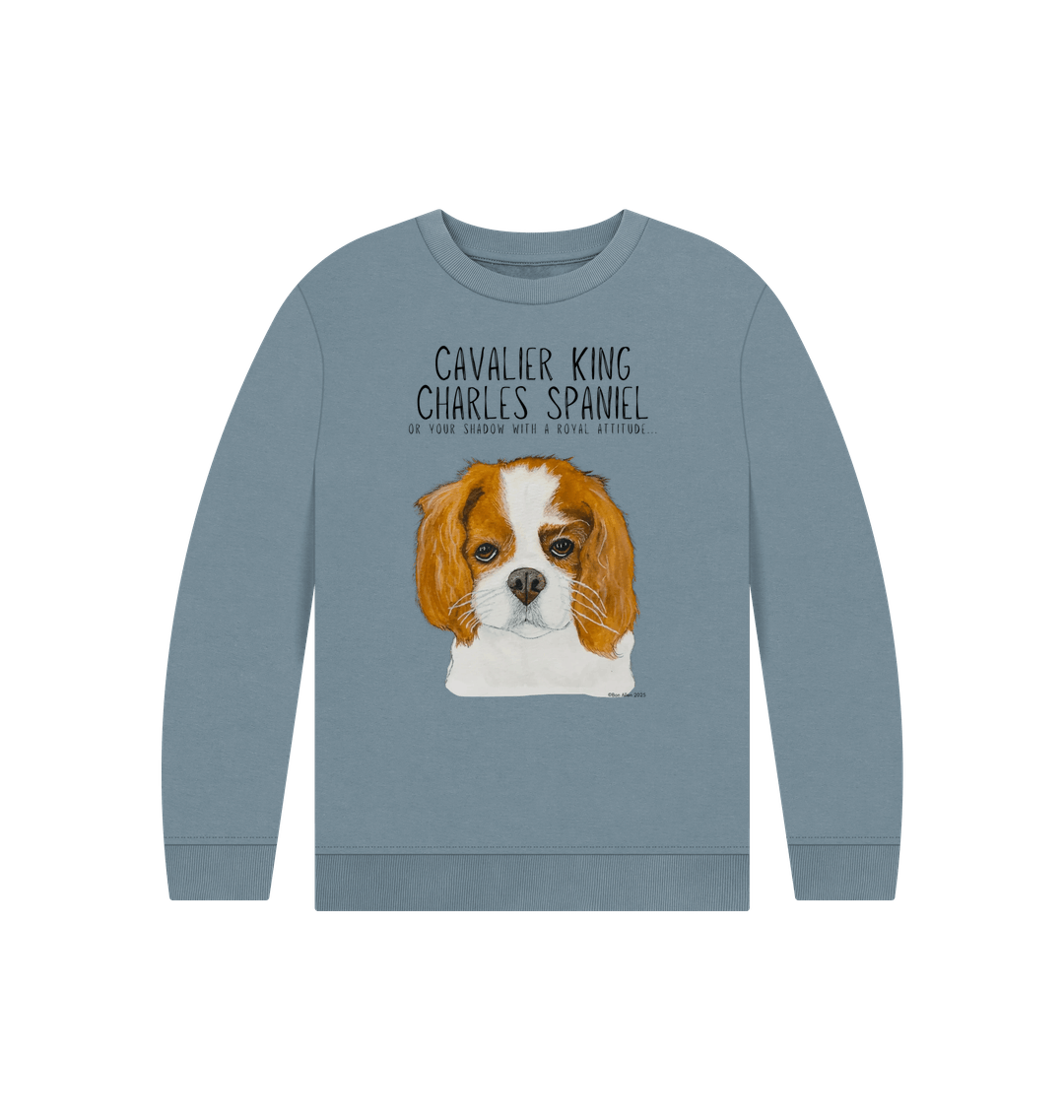 Royal Shadows & Snack Time: Eco Kids Sweatshirt with Cavalier Charm