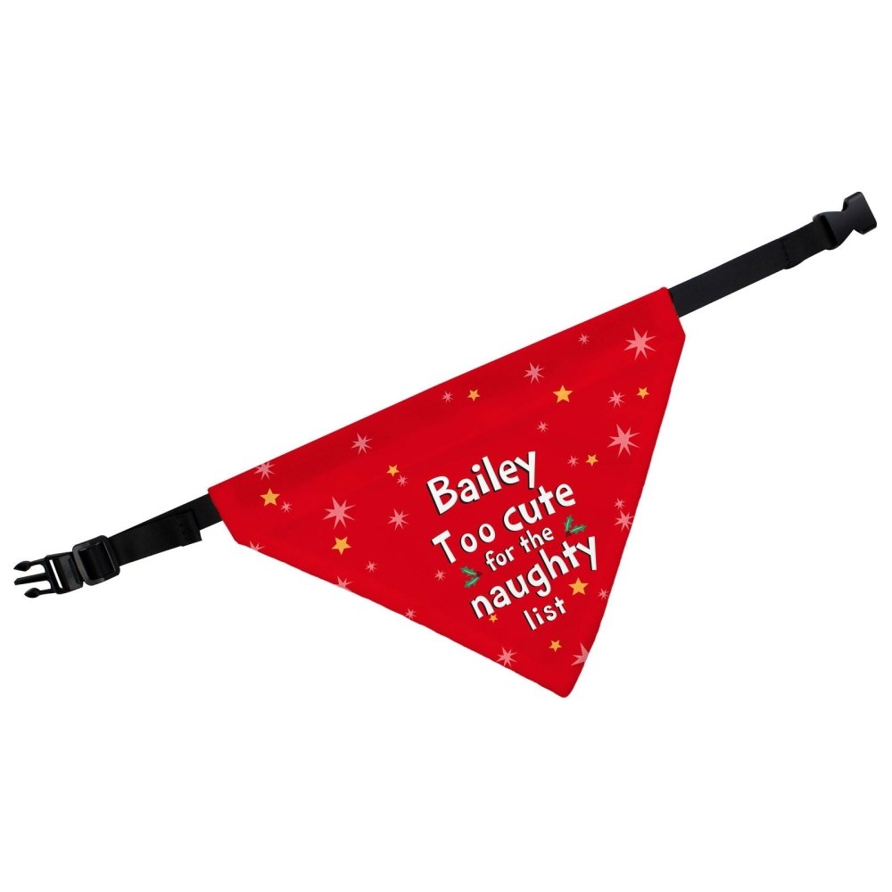 Personalised 'Too Cute For The Naughty List' Dog Bandana