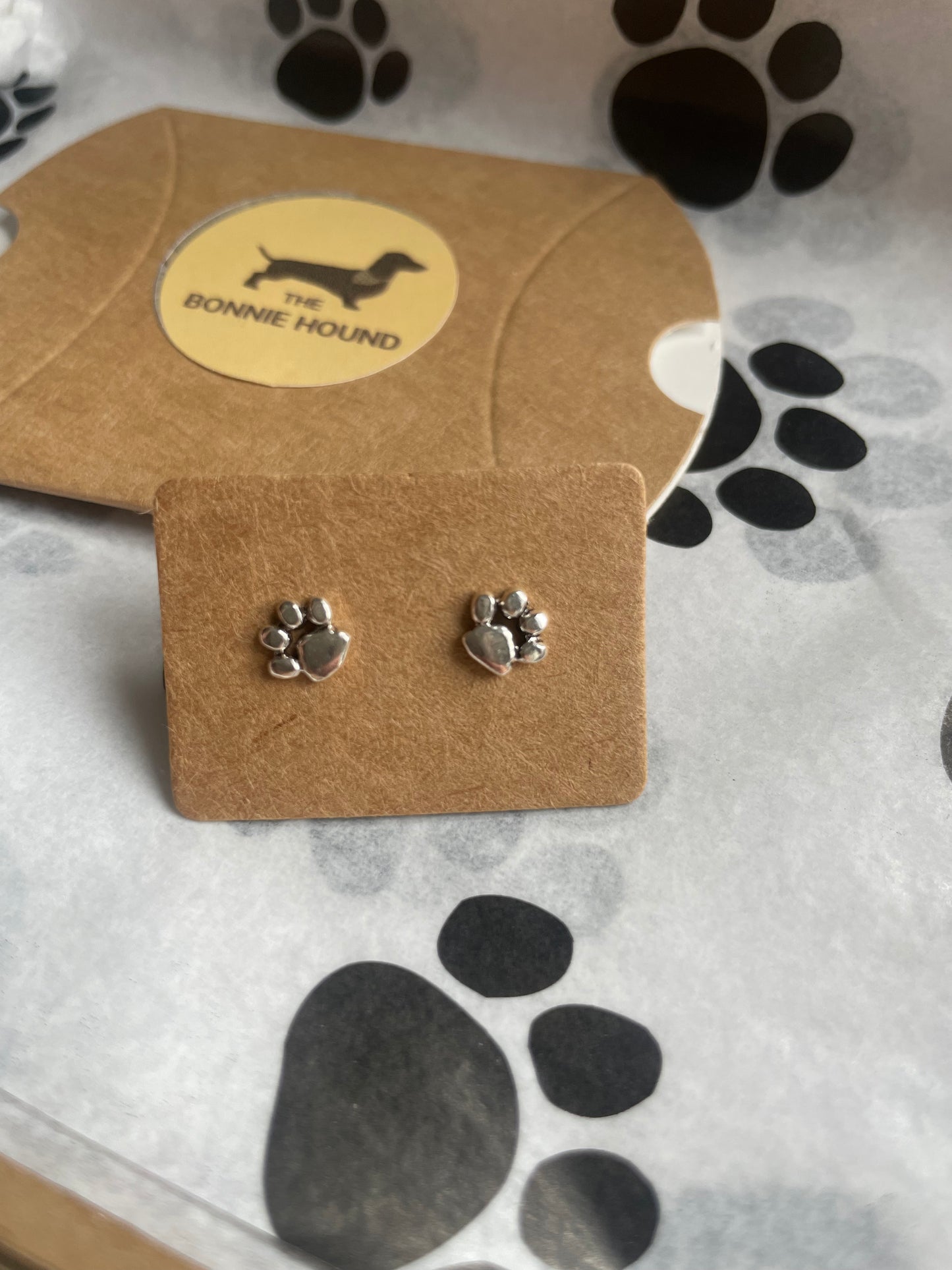 Sterling Silver Paw Print Earrings