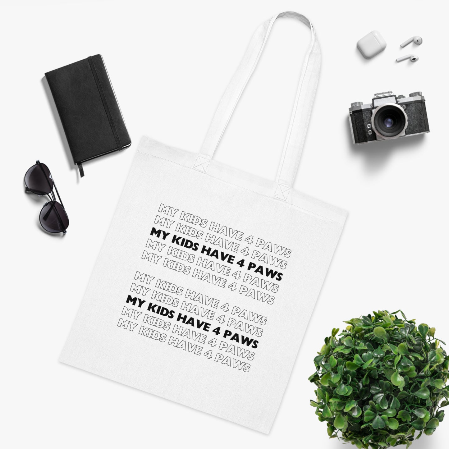 My Kids Have 4 Paws Cotton Tote