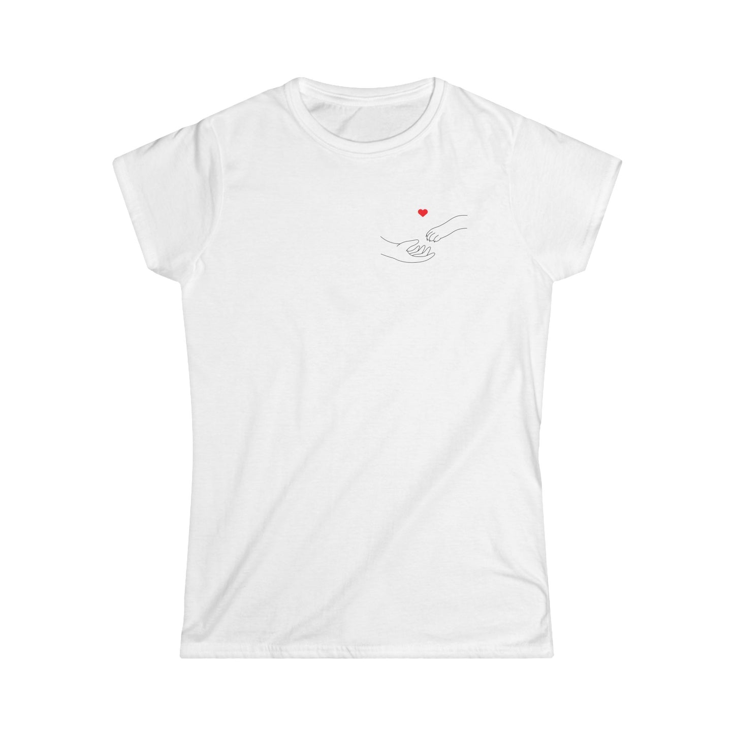 Dog Paw & Hand Heart Women's Softstyle Tshirt