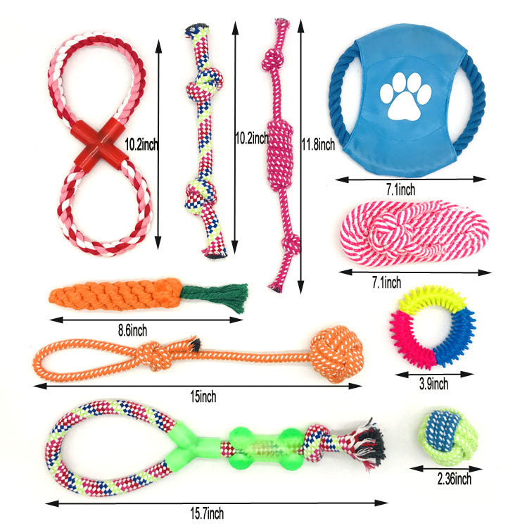 Pet Cotton Rope Dog Bite Resistant Toys (10 piece set)