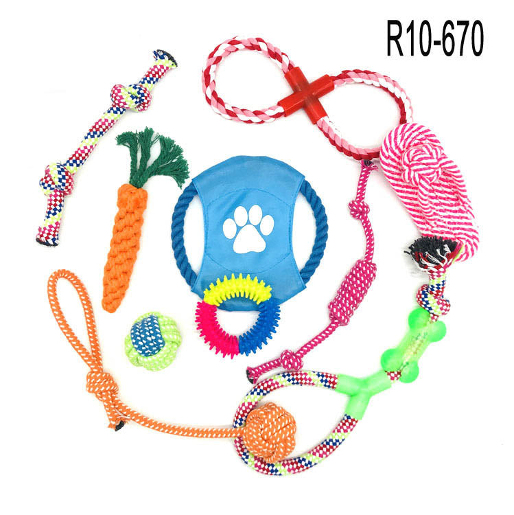 Pet Cotton Rope Dog Bite Resistant Toys (10 piece set)