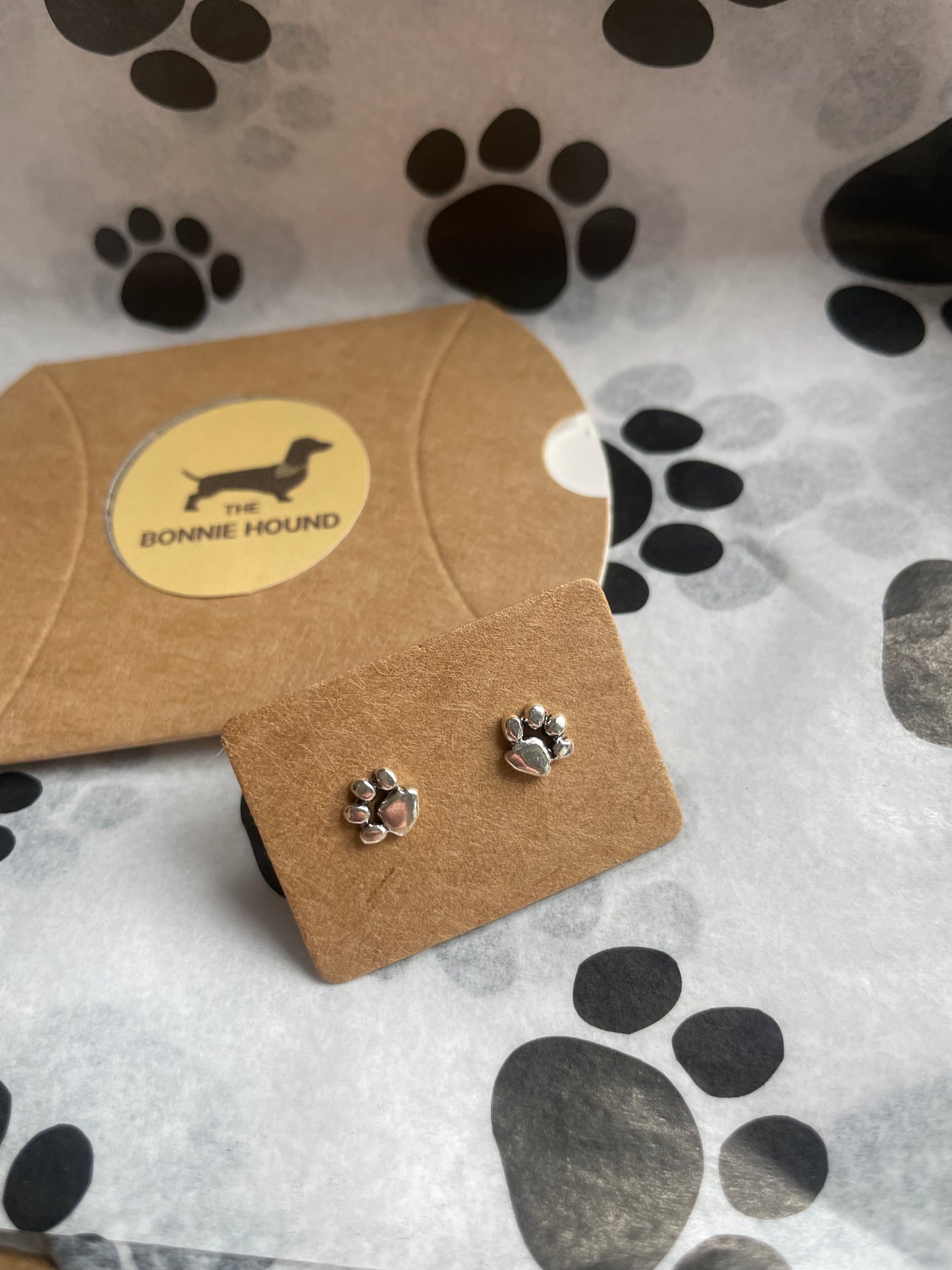 Sterling Silver Paw Print Earrings