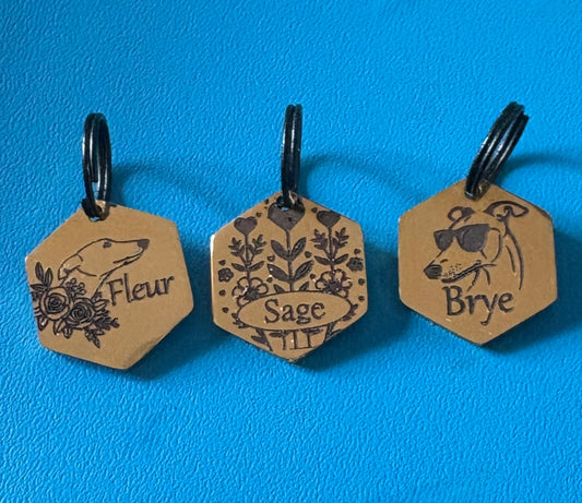 Engraved Dog Tags - Hexagonal