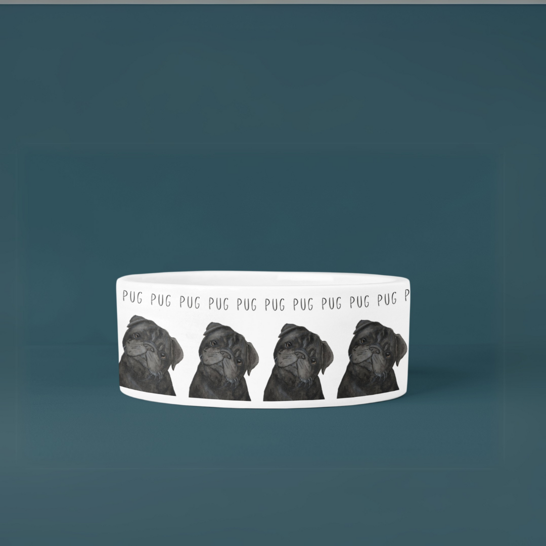 Black Pug Perfection: The High-End Ceramic Dog Bowl for Snorty Royals!