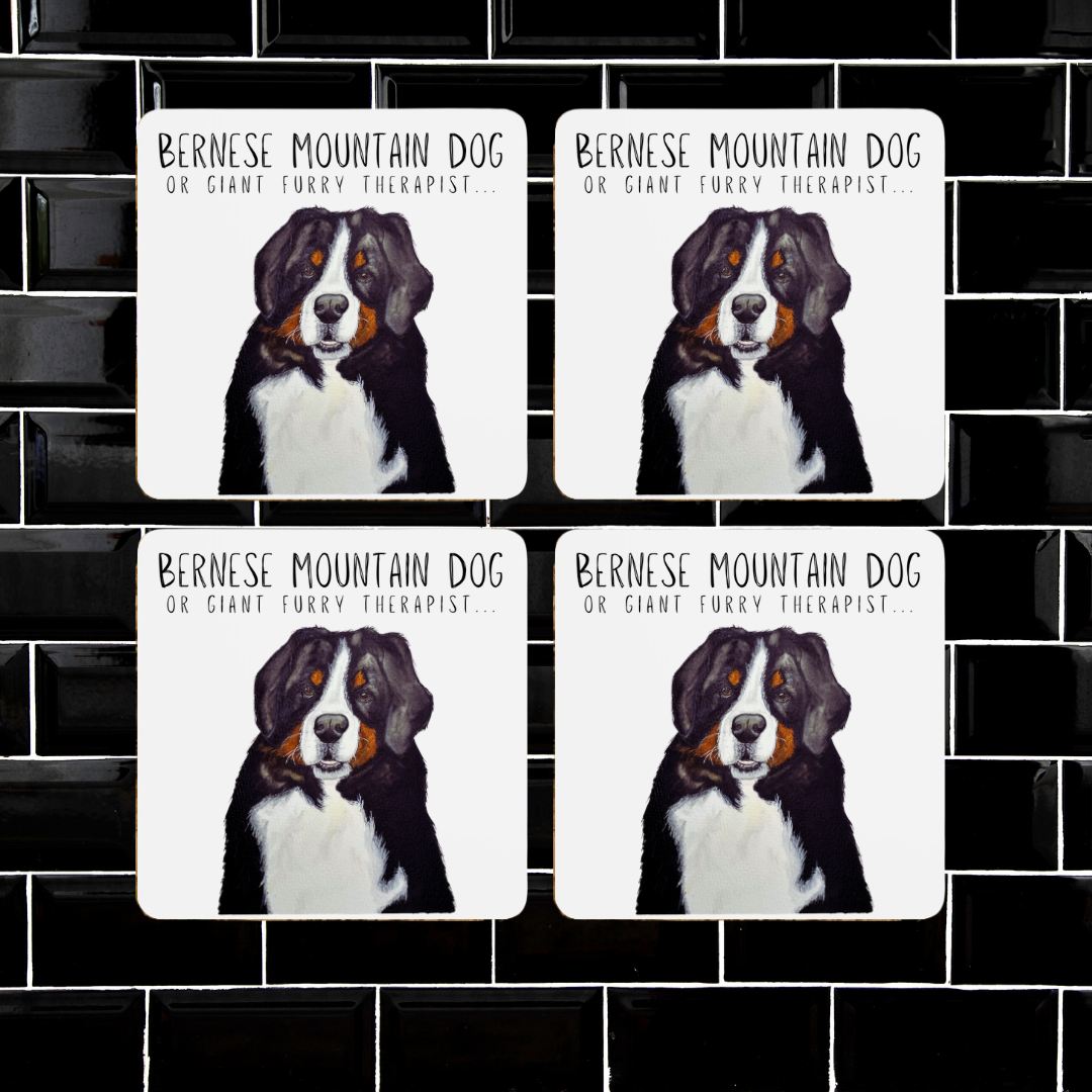 Set of 4 Giant Furry Therapist Coasters – Keep Your Drinks Safe with Big Dog Energy!