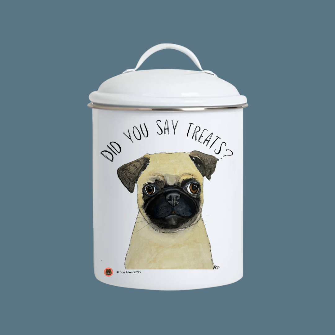 The Pug’s Treasure Chest: A Ceramic Treat Jar for Your Snorty Potato!