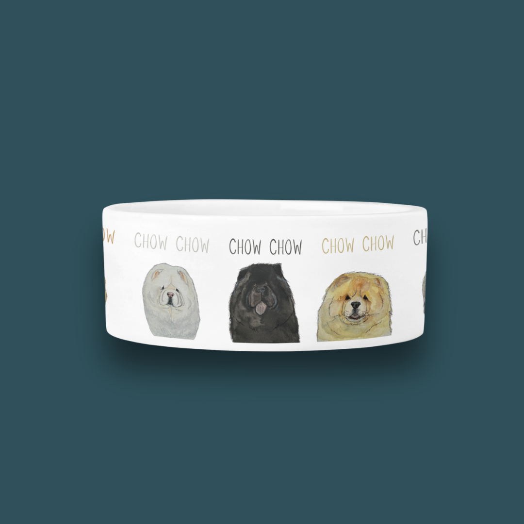 Chow Time in Style: Ceramic Dog Bowl Featuring a Chow Chow!