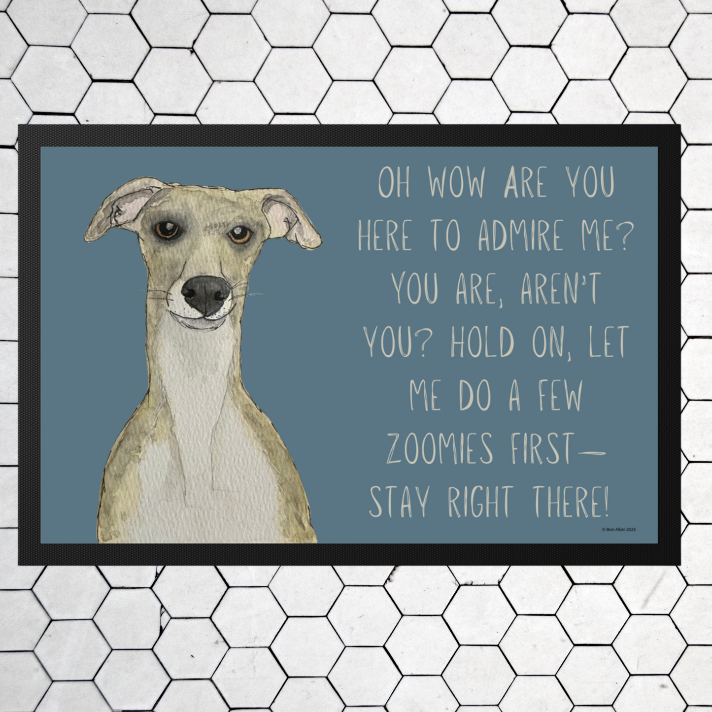 Zoomies Welcome: Whippet Door Mat – The Ultimate Pet Greeting!