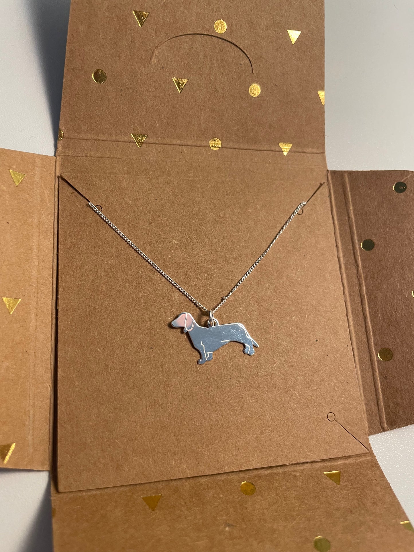 Sterling Silver Dachshund Dog with 16" Chain Necklace