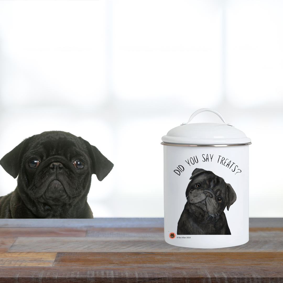 The Pug’s Treasure Chest: A Ceramic Treat Jar for Your Snorty Potato!