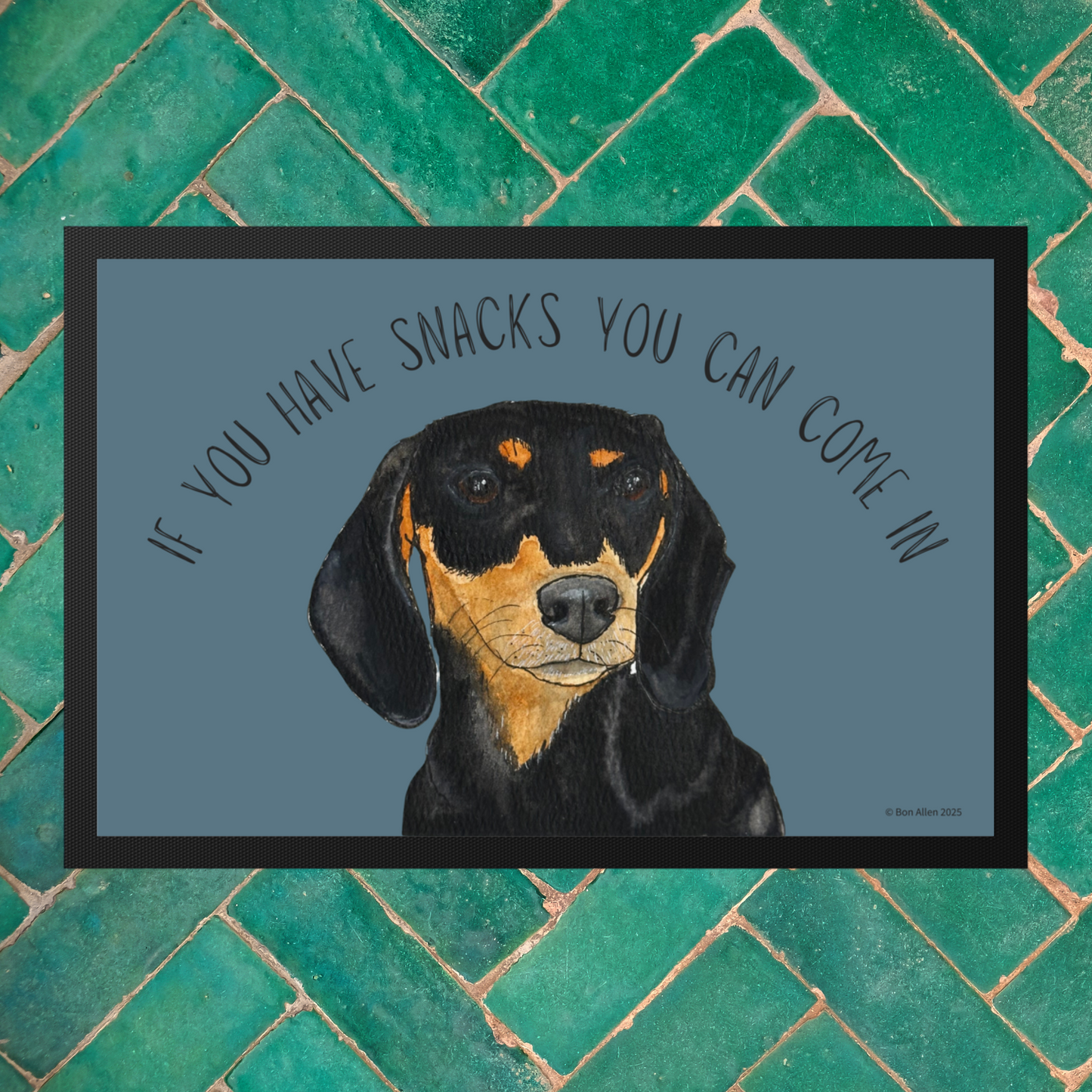Snacks-Only VIP Access: The Black & Tan Dachshund Doormat!