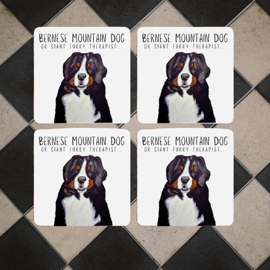 Set of 4 Giant Furry Therapist Coasters – Keep Your Drinks Safe with Big Dog Energy!