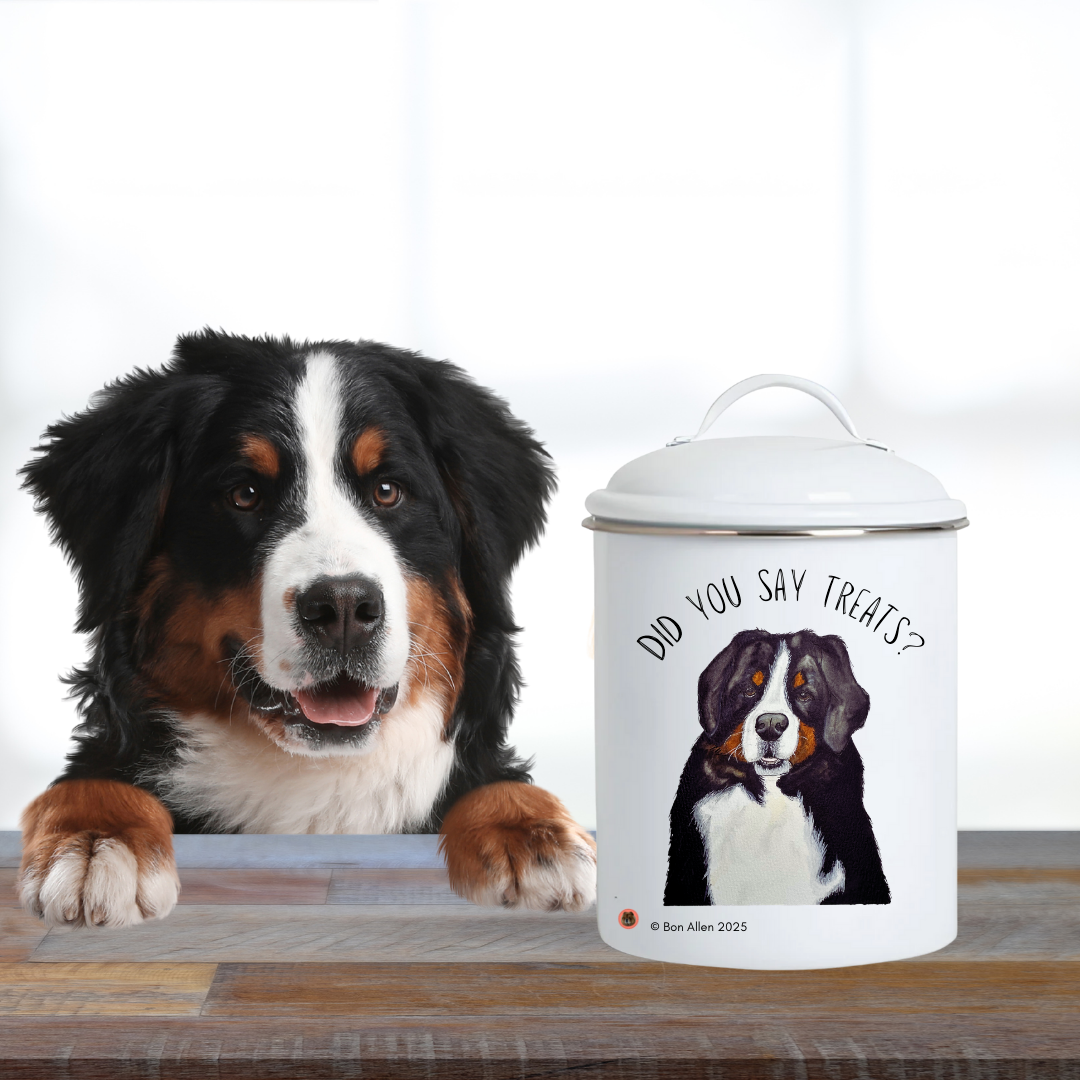 Bernese Mountain Dog Ceramic Treat Jar – Keep the Treats Safe!
