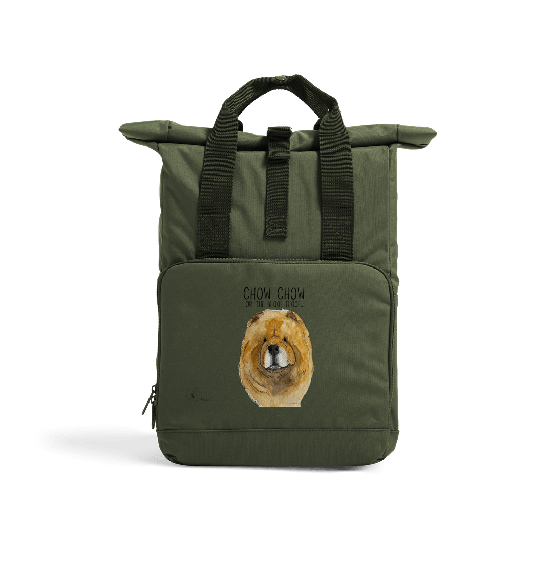 Red Chow Chow Chic: Aloof Floof Roll-Top Backpack
