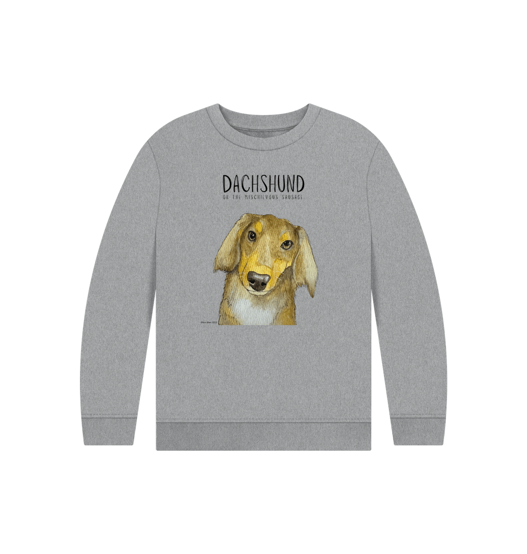 Snuggly Long Haired Sausage Dog Kids' Sweatshirt – Ethically Made Cuteness!