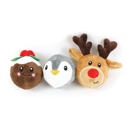 Happy Pet Christmas - Festive Characters Covered Tennis Balls Tough Dog Toy