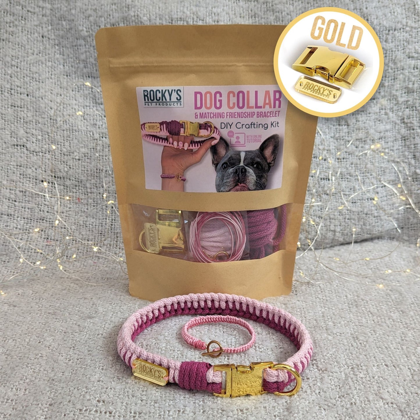 Make Your Own Dog Collar & Friendship Bracelet Craft Kit - PINK