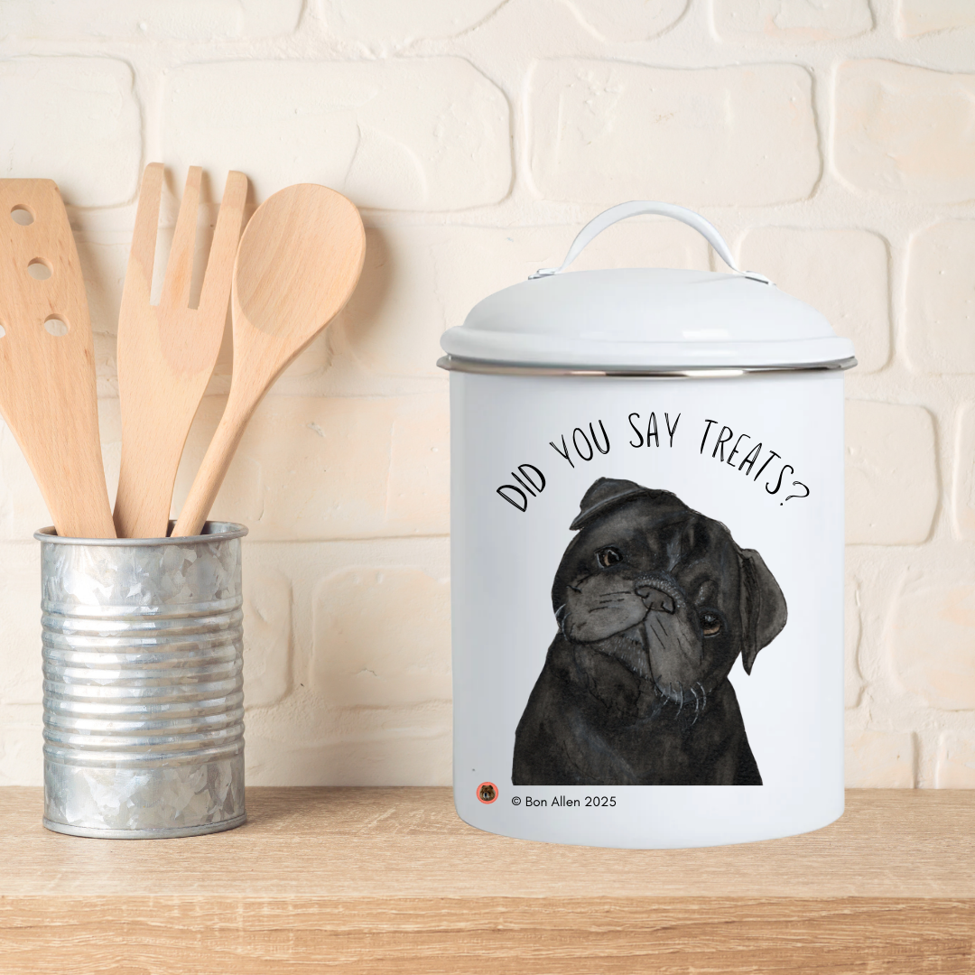 The Pug’s Treasure Chest: A Ceramic Treat Jar for Your Snorty Potato!