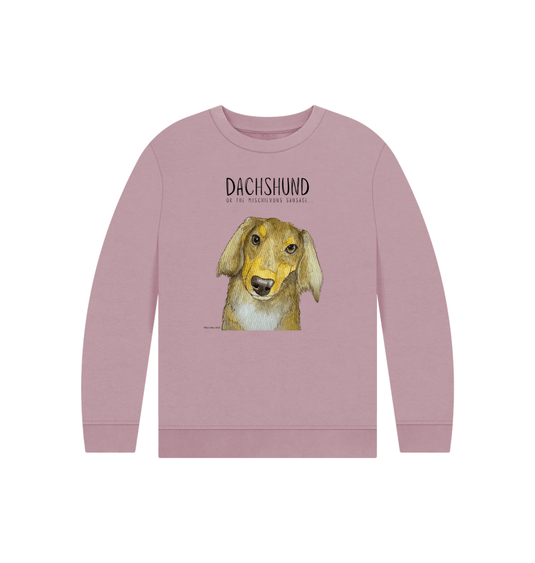 Snuggly Long Haired Sausage Dog Kids' Sweatshirt – Ethically Made Cuteness!