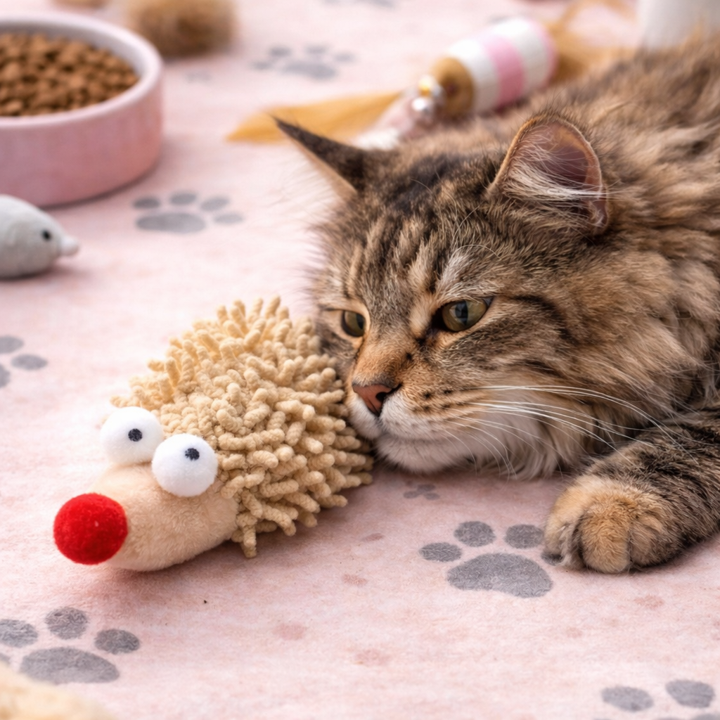 Interactive Plush Hedgehog Cat Toy with Natural Catnip – Bite Resistant Chew & Kicker Toy for Cats