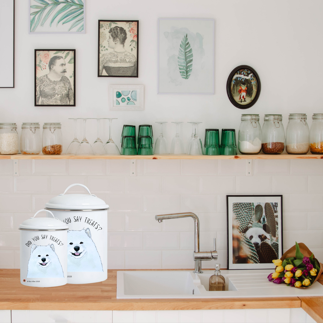 Snack Vault for Fluffballs: Samoyed-Approved Treat Jar