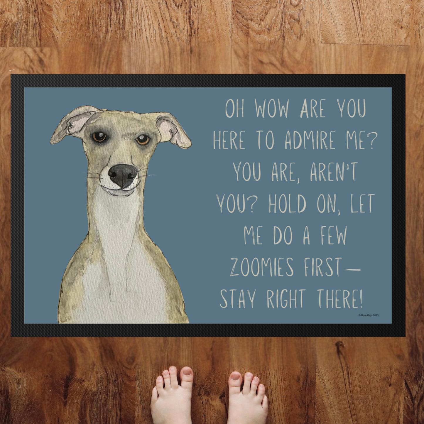 Zoomies Welcome: Whippet Door Mat – The Ultimate Pet Greeting!