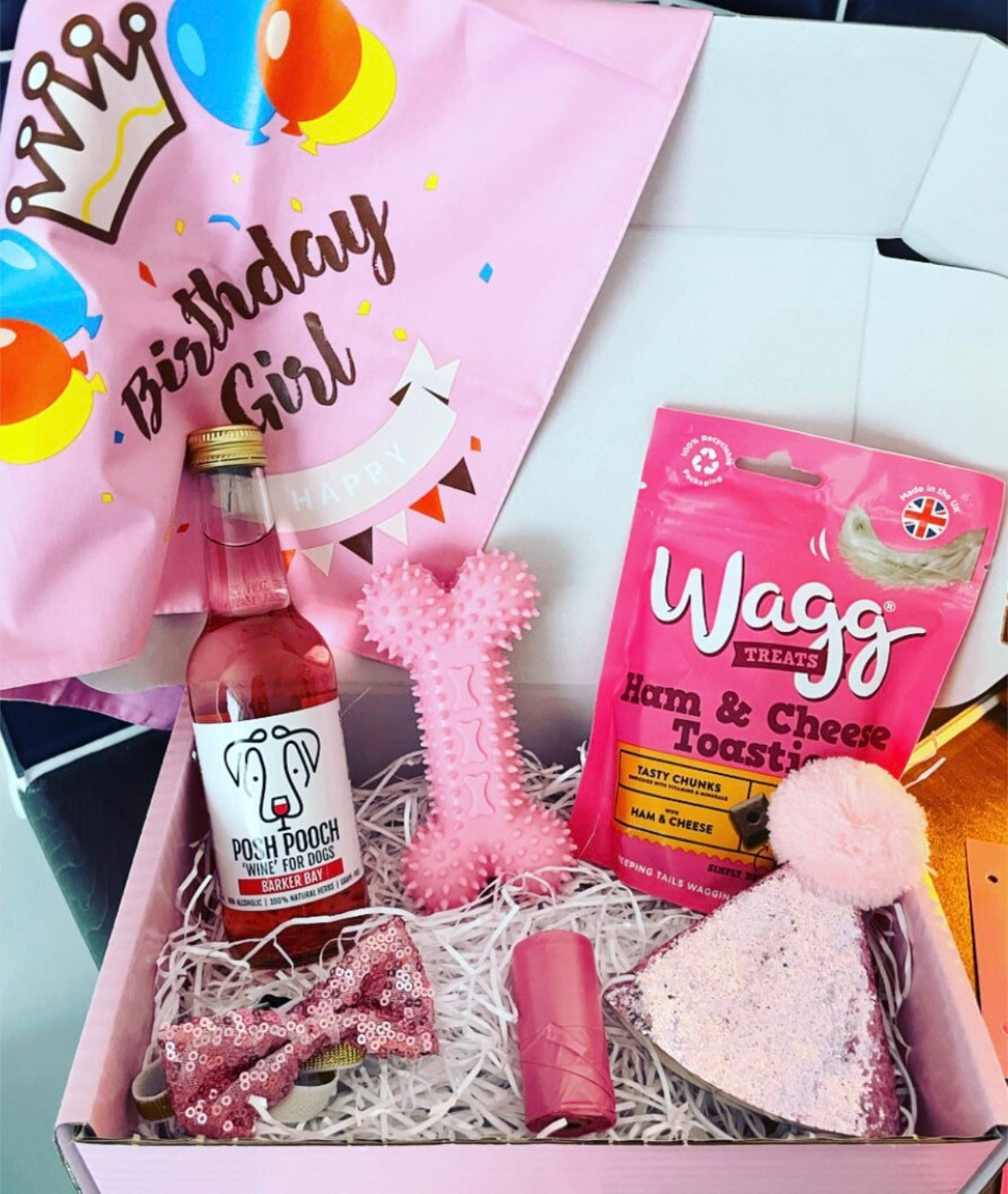 Birthday Girl Dog Hamper - Treats and Toys