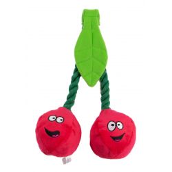 Ani Plush Cherries on rope Squeaky Dog Toy