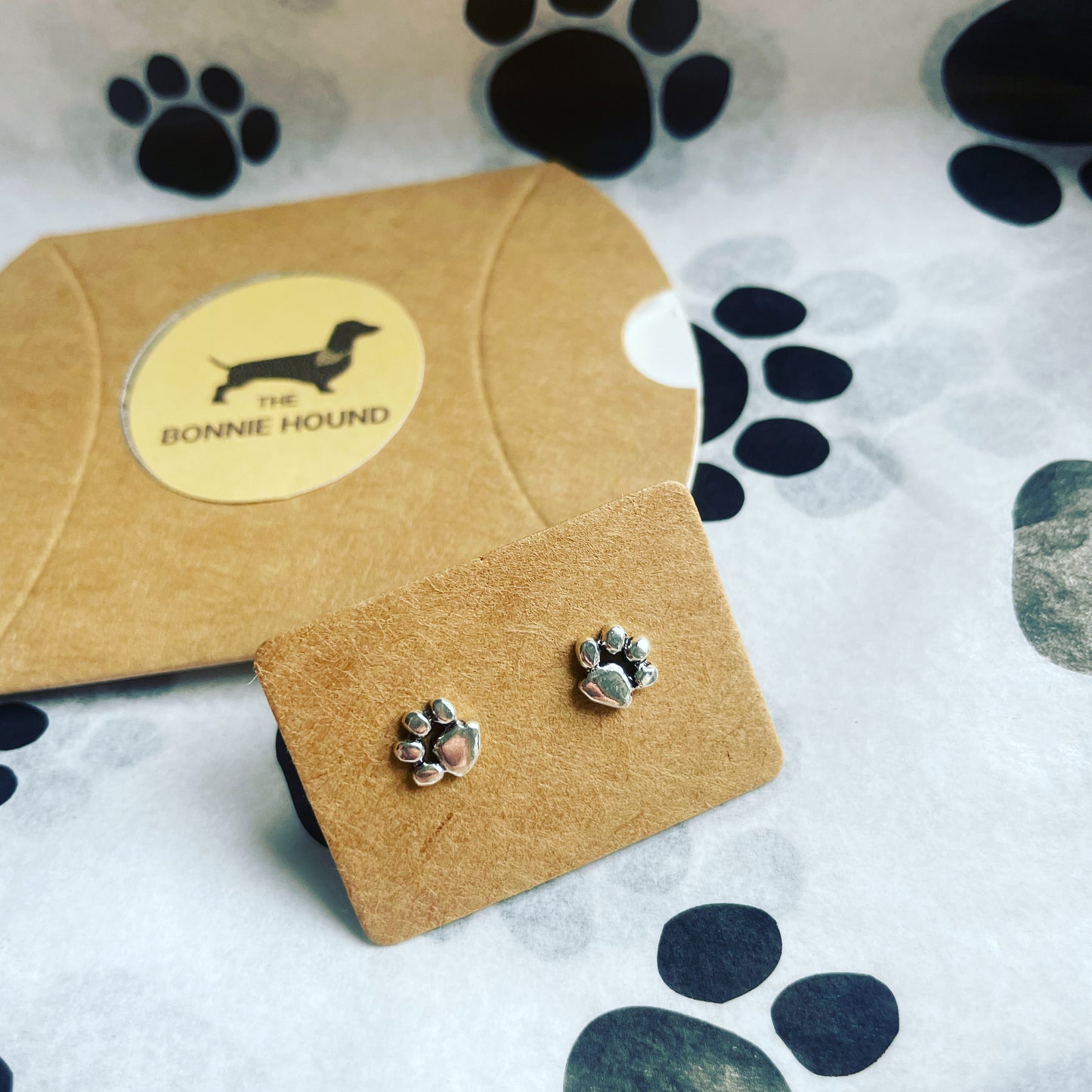 Sterling Silver Paw Print Earrings