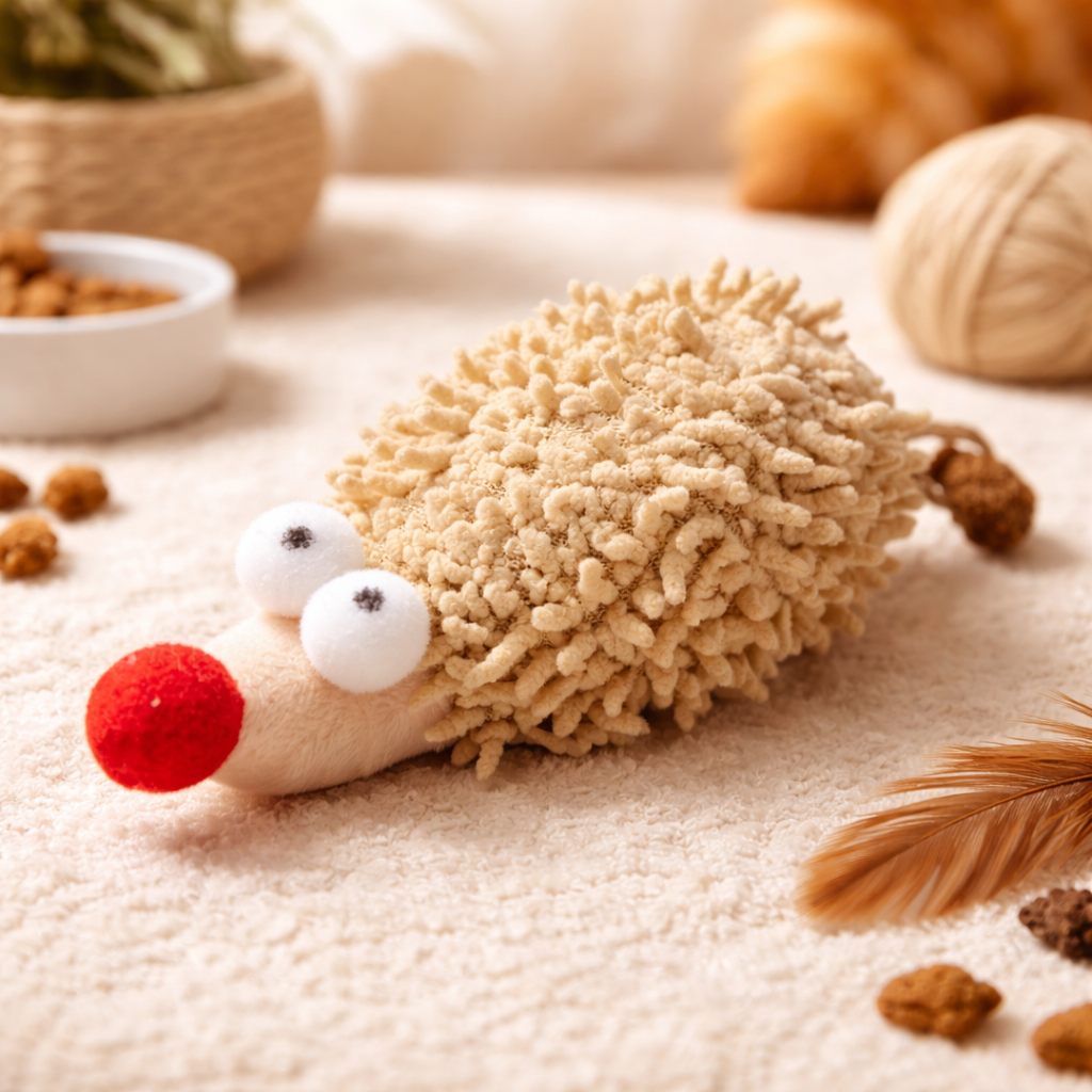Interactive Plush Hedgehog Cat Toy with Natural Catnip – Bite Resistant Chew & Kicker Toy for Cats