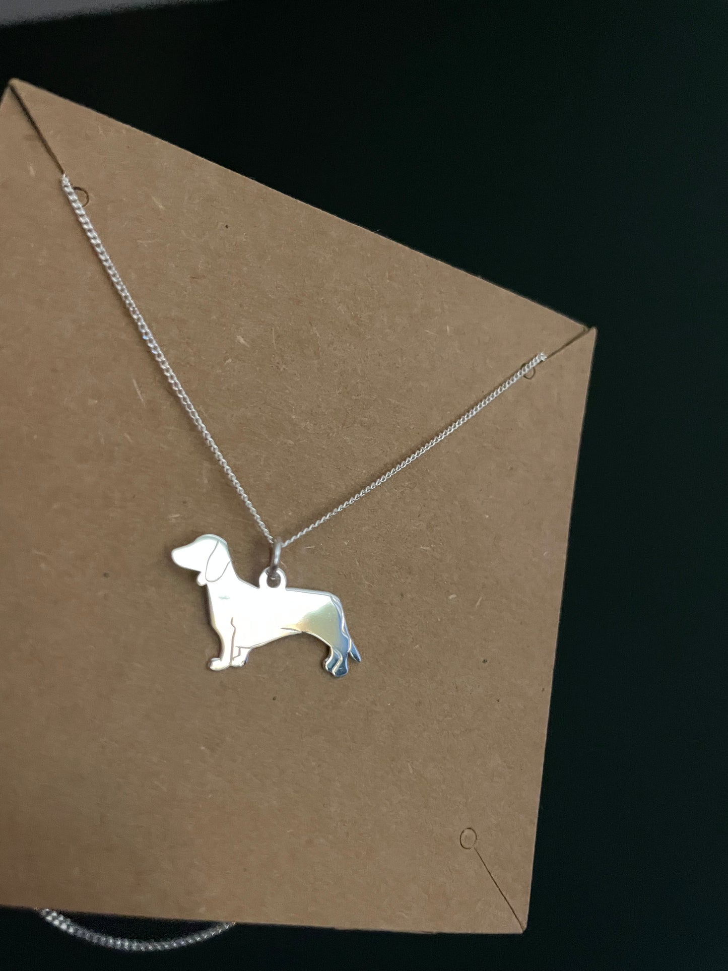 Sterling Silver Dachshund Dog with 16" Chain Necklace