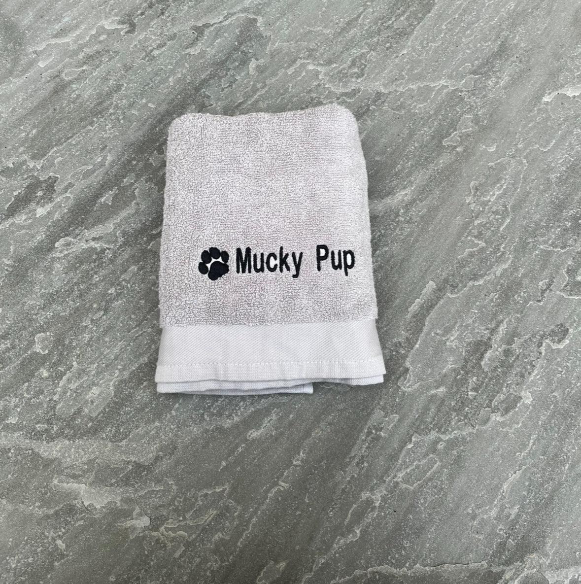 'Mucky Pup' Embroidered Pet Towel - Lots Of Colours