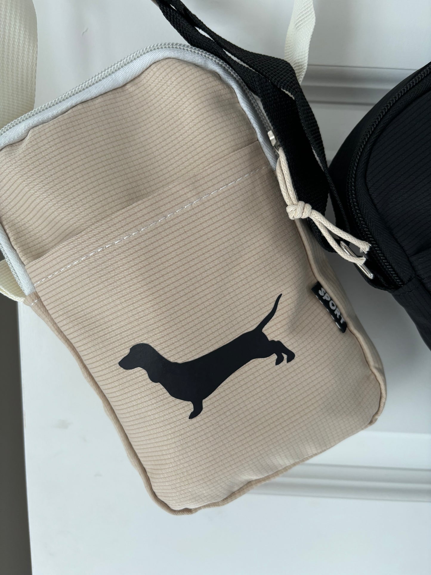 Dachshund Sausage Dog Cross Body Bag with Pouch & Zipper