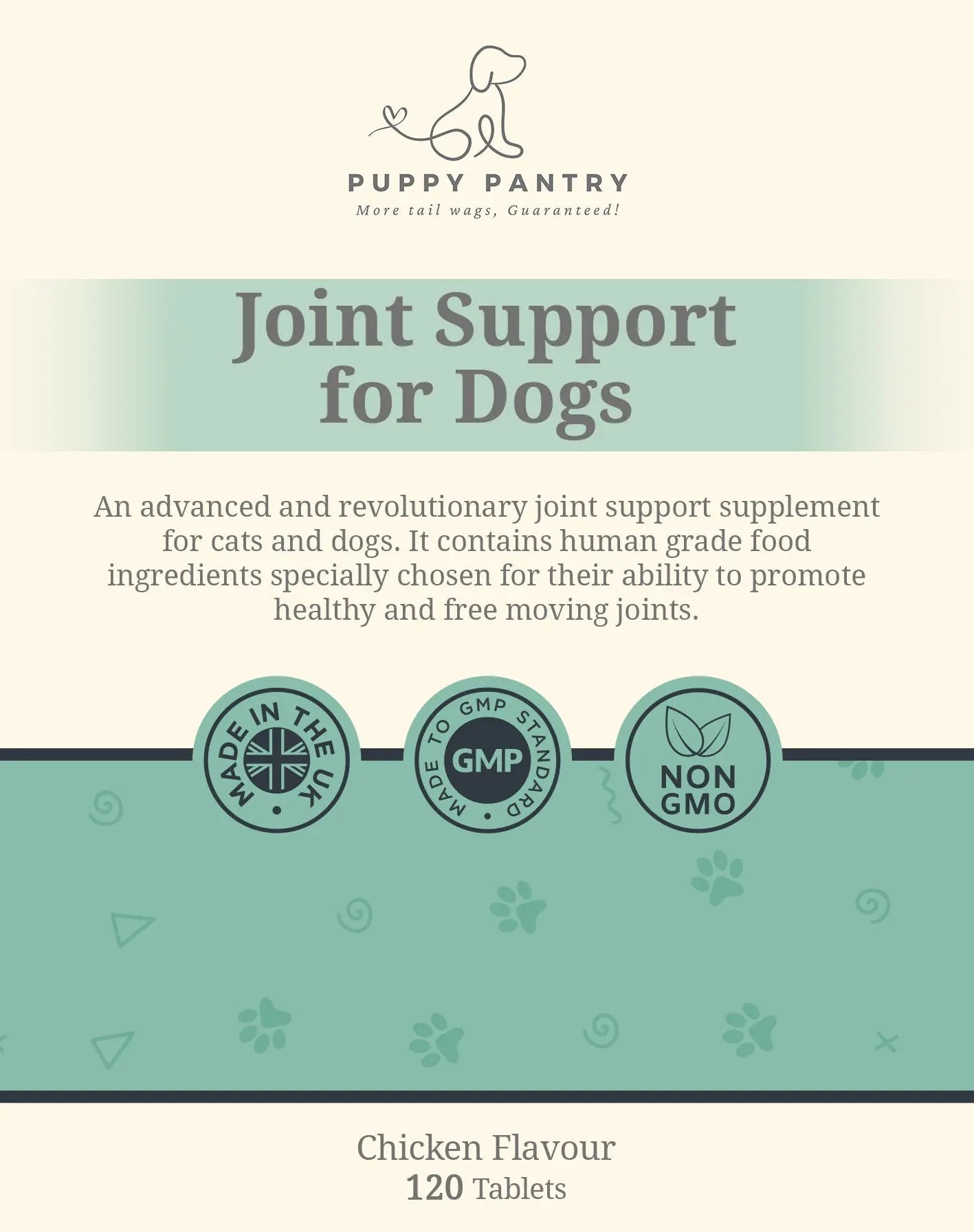 Joint Support Tablets – Chicken (120 Pack)
With glucosamine, chondroitin & MSM for mobility & comfort at all ages