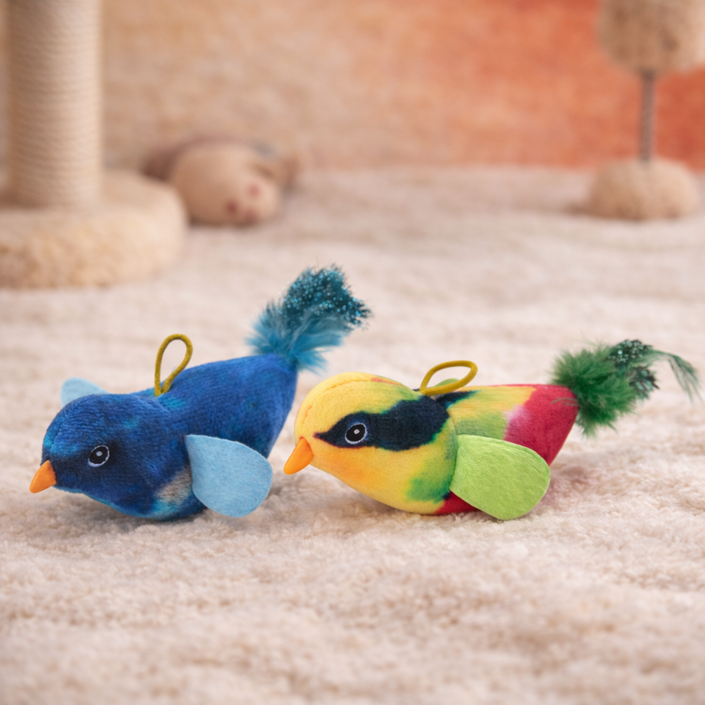 Chirping Bird Cat Toy – Interactive Plush Bird with Sound for Indoor Cats