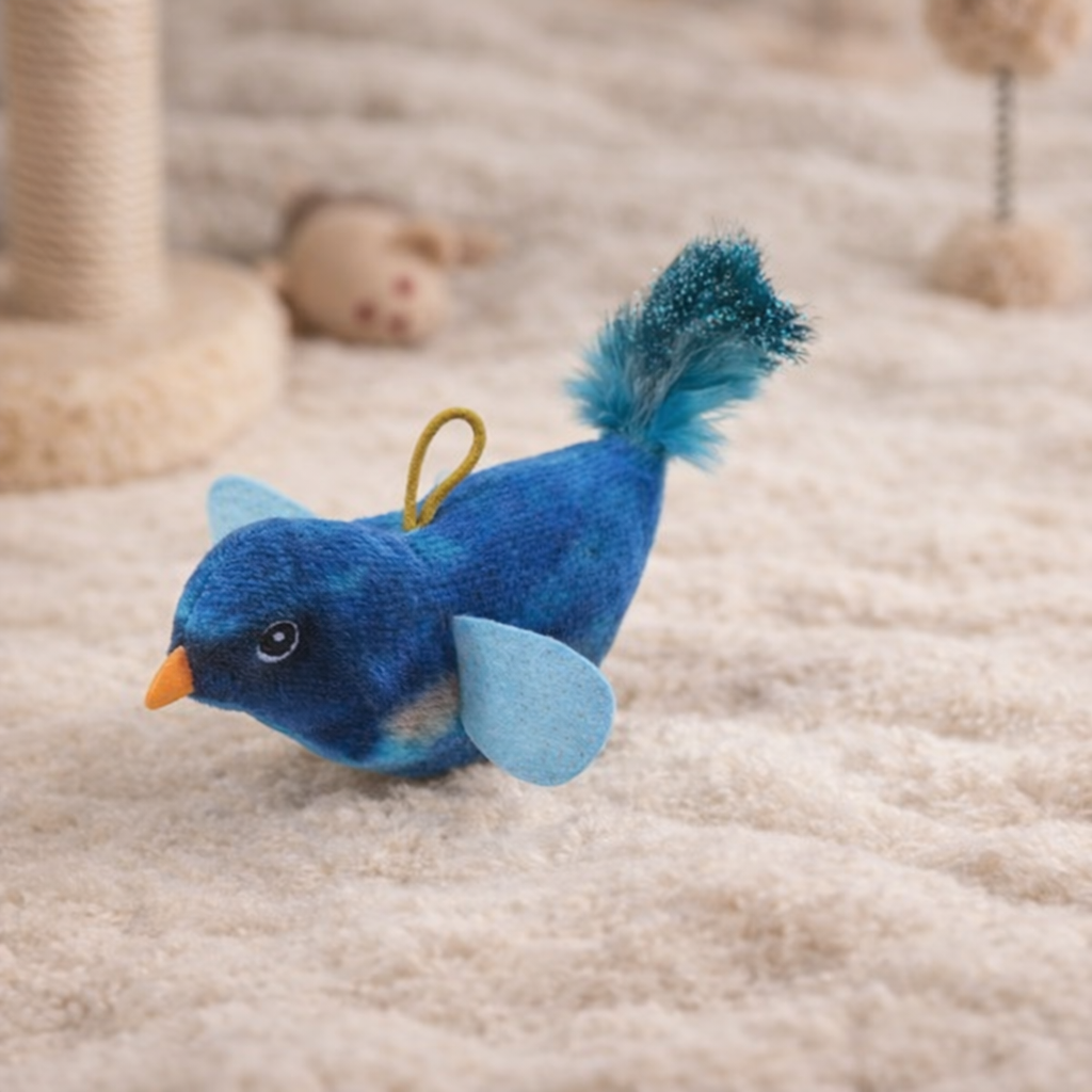 Chirping Bird Cat Toy – Interactive Plush Bird with Sound for Indoor Cats